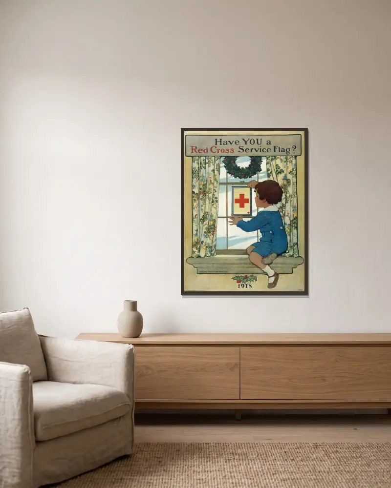 Hast du eine Flagge für den Rotkreuzdienst von Jessie Willcox Smith gerahmt an einer Wand