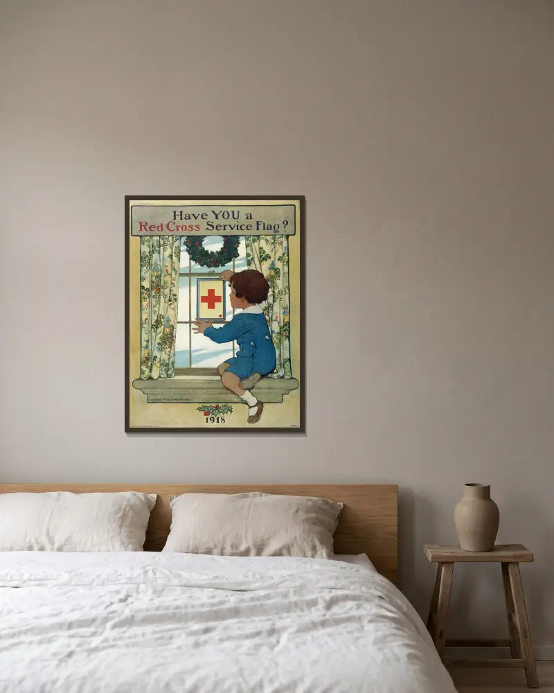Hast du eine Flagge für den Rotkreuzdienst von Jessie Willcox Smith gerahmt an einer Wand
