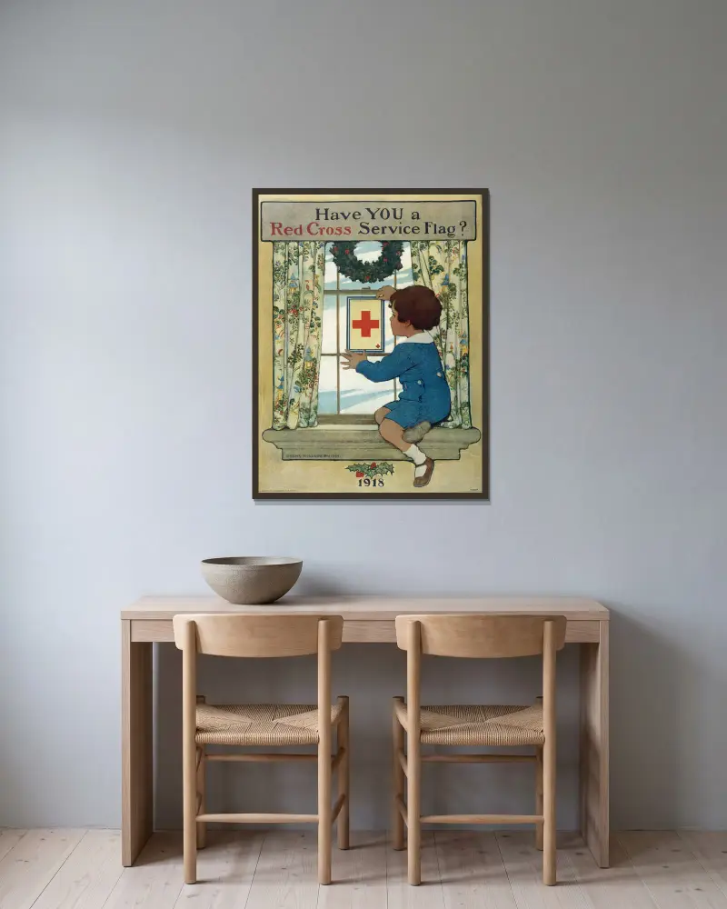 Hast du eine Flagge für den Rotkreuzdienst von Jessie Willcox Smith gerahmt an einer Wand