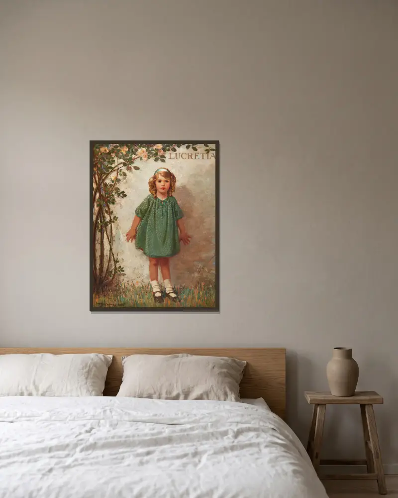 Lucretia von Jessie Willcox Smith gerahmt an einer Wand