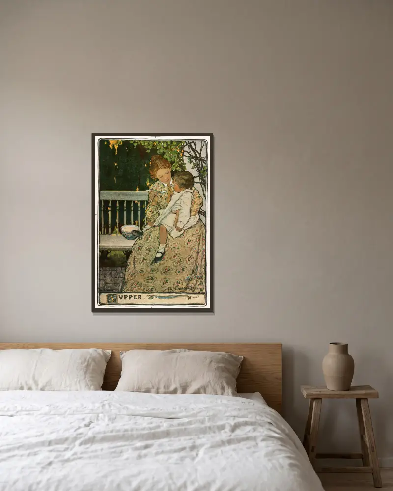 Supper av Jessie Willcox Smith inramad på en vägg