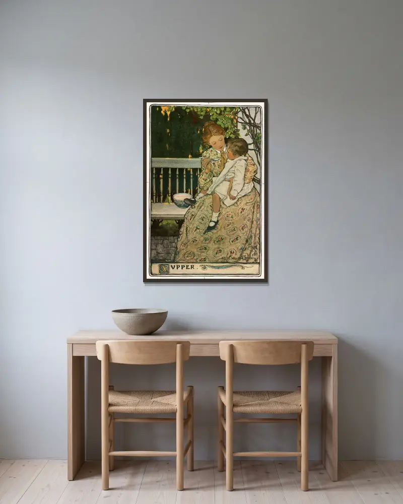 Supper av Jessie Willcox Smith inramad på en vägg