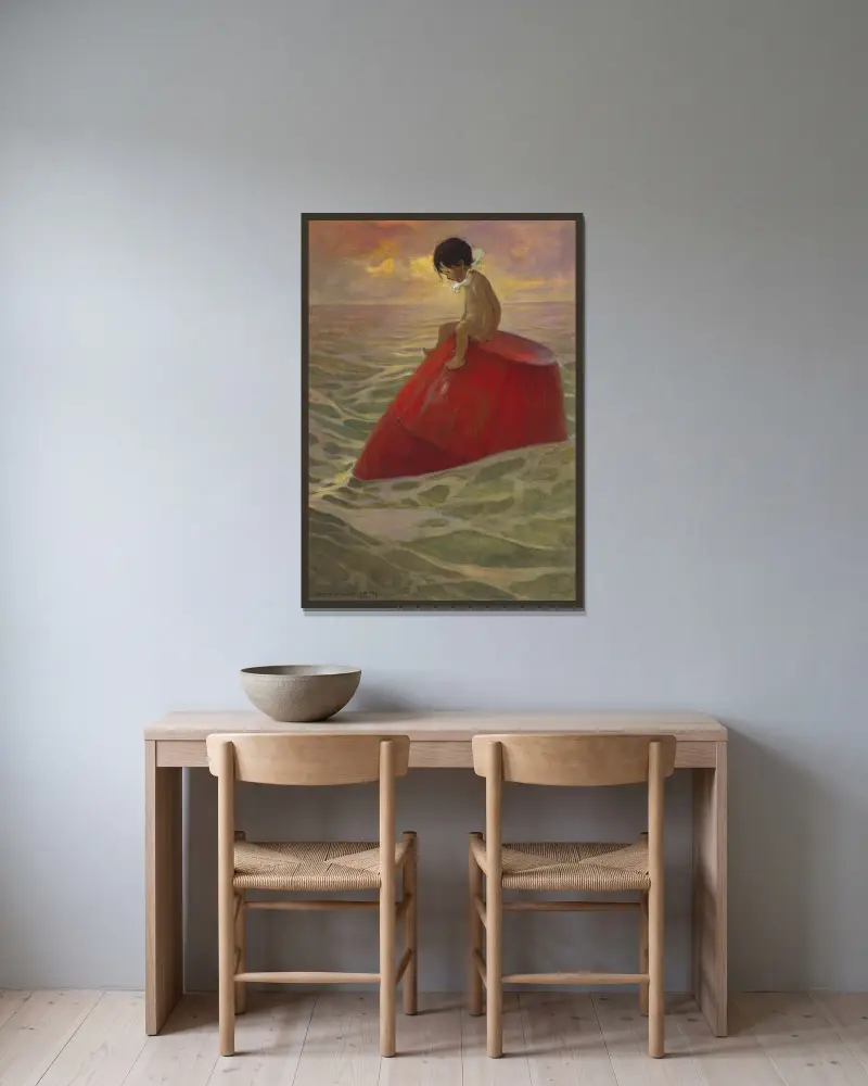 Tom sat upon the buoy long days av Jessie Willcox Smith inramad på en vägg