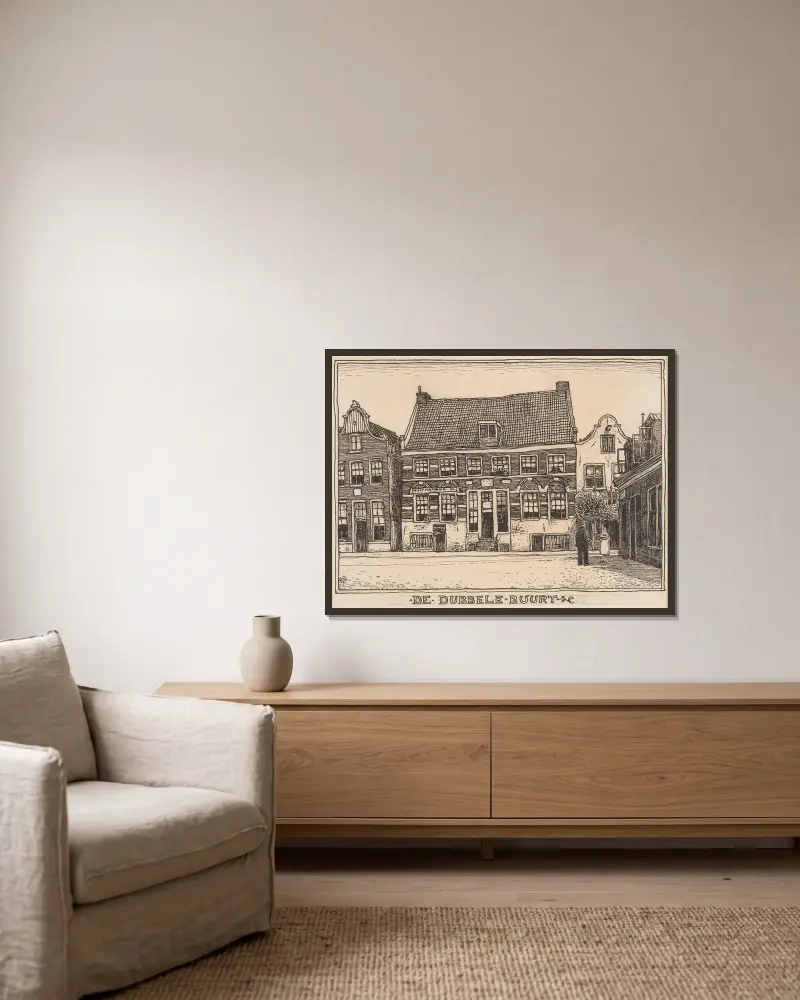 De Dubbele Buurt in Amsterdam von Willem Wenckebach gerahmt an einer Wand
