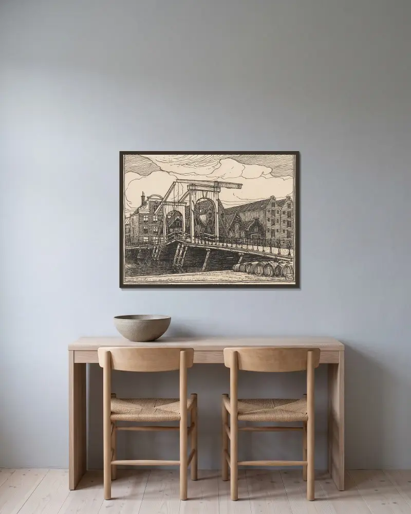 Die neuen Teerwerften in Amsterdam von Willem Wenckebach gerahmt an einer Wand