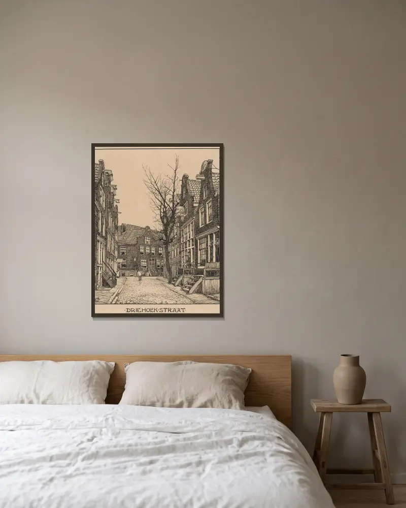 Driehoekstraat te Amsterdam av Willem Wenckebach inramad på en vägg