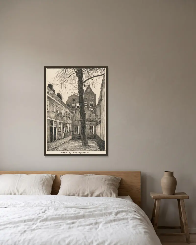 Hovje vid Palmgracht i Amsterdam av Willem Wenckebach inramad på en vägg