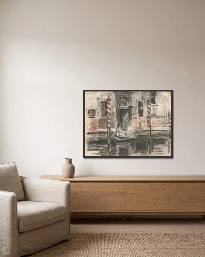 Haus am Canal Grande in Venedig, mit Farbnotizen von Willem Witsen gerahmt an einer Wand