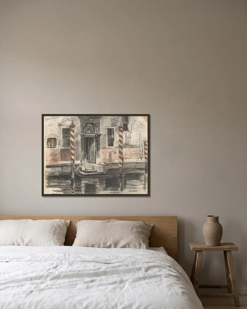 Haus am Canal Grande in Venedig, mit Farbnotizen von Willem Witsen gerahmt an einer Wand