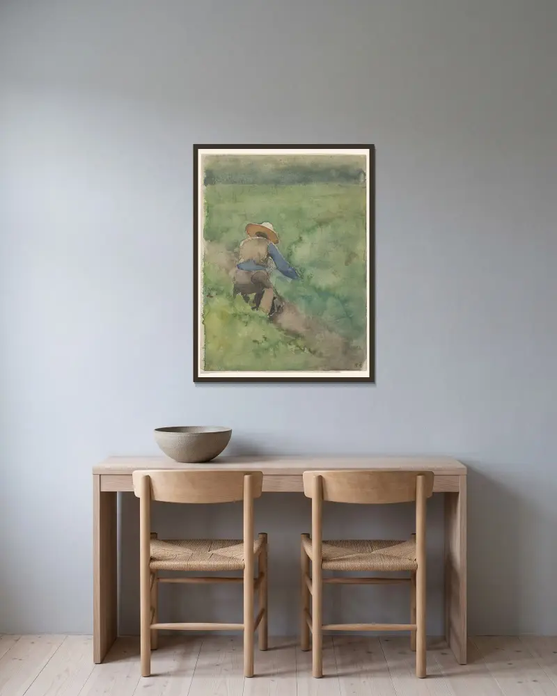 Mäher auf der Weide von Willem Witsen gerahmt an einer Wand