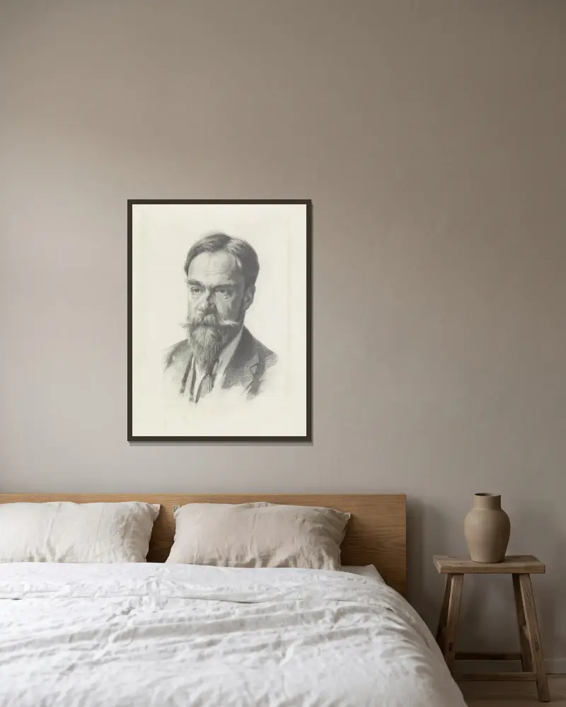Porträtt av Frans Coenen av Willem Witsen inramad på en vägg