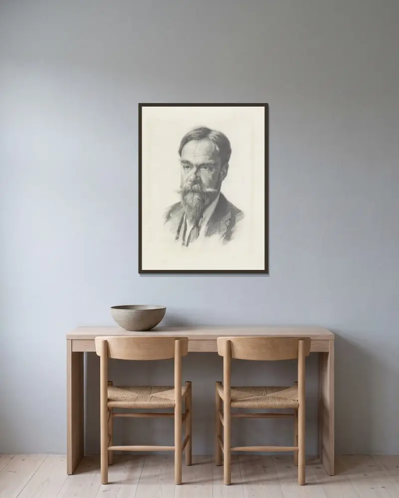Porträtt av Frans Coenen av Willem Witsen inramad på en vägg