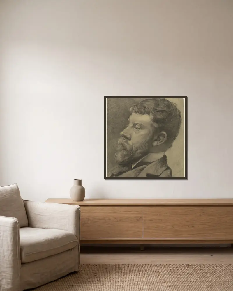 Porträt von George Hendrik Breitner von Willem Witsen gerahmt an einer Wand