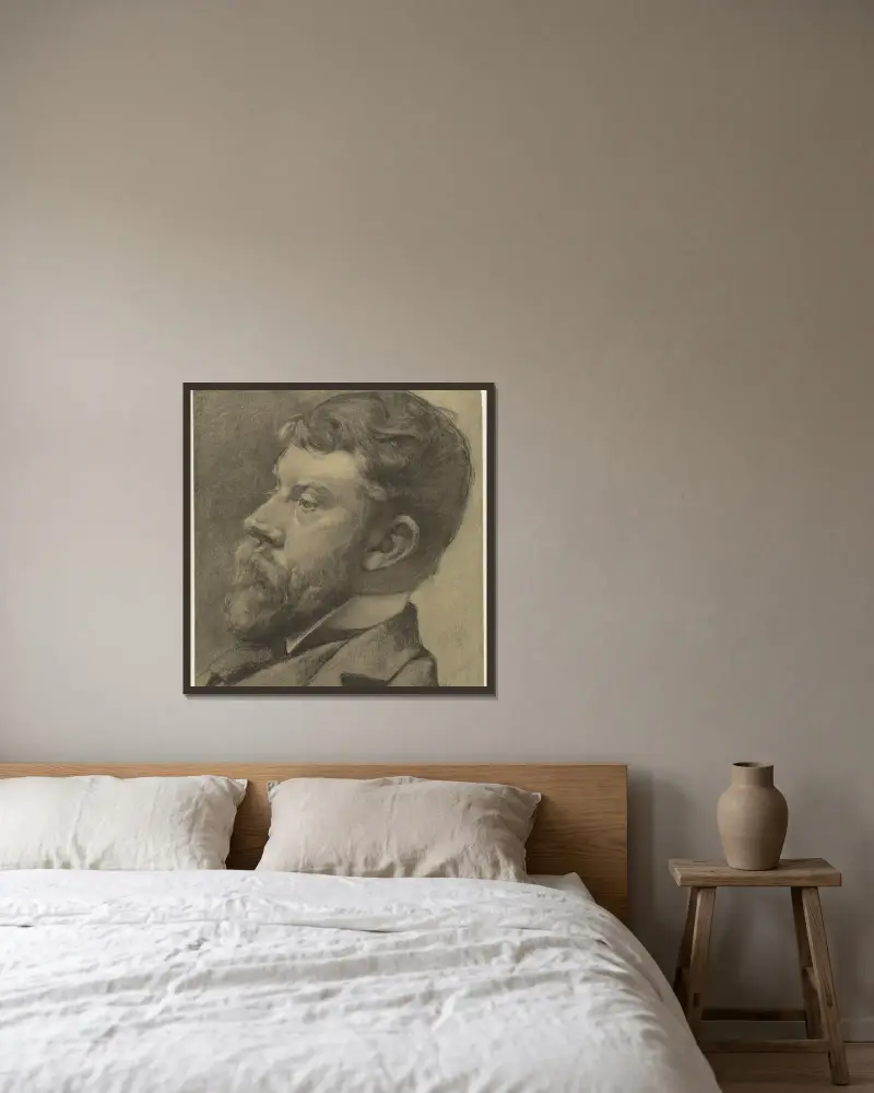 Porträt von George Hendrik Breitner von Willem Witsen gerahmt an einer Wand