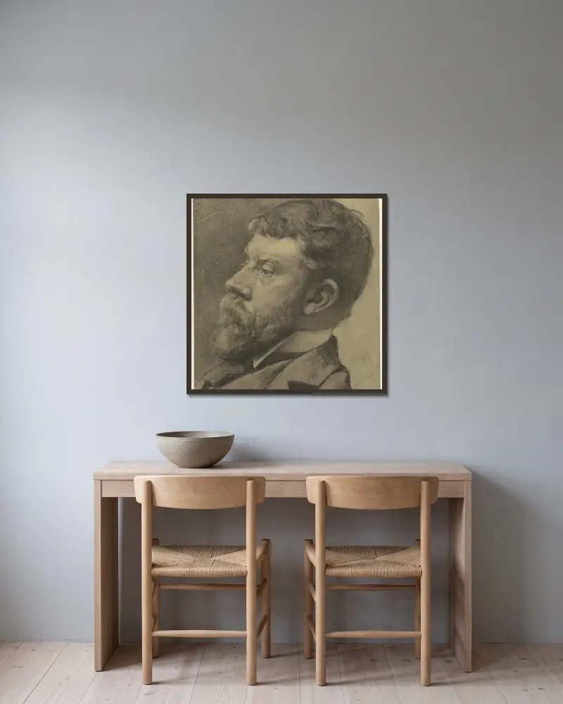 Porträt von George Hendrik Breitner von Willem Witsen gerahmt an einer Wand