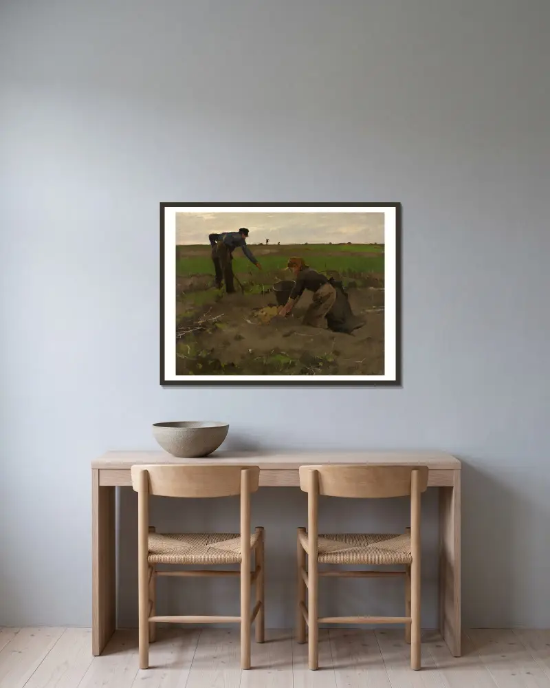 Potato Diggers av Willem Witsen inramad på en vägg