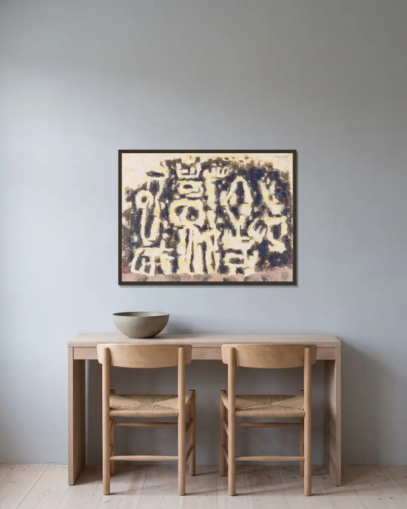 Die Giganten von Willi Baumeister gerahmt an einer Wand