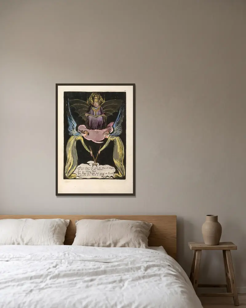 Albions Angel rose … av William Blake inramad på en vägg