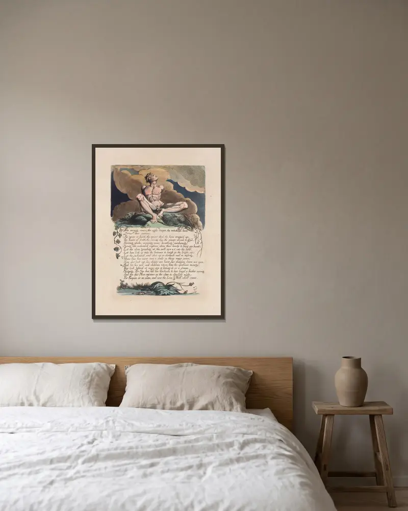 Amerika, eine Prophezeiung Taf. 08 von William Blake gerahmt an einer Wand