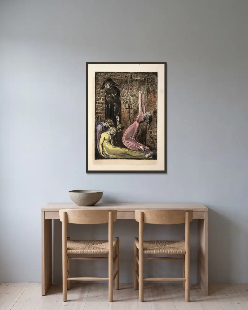Lord have mercy on us av William Blake inramad på en vägg