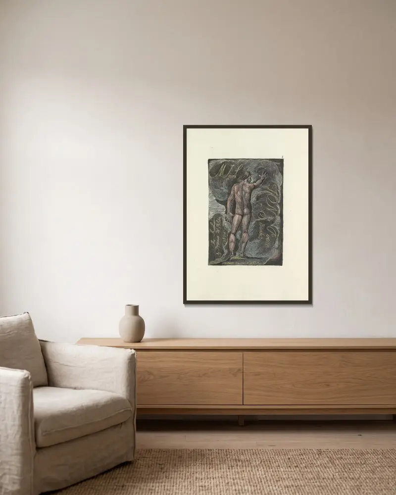 Milton, poemat w 2 księgach, plansza 1, William Blake w ramie na ścianie