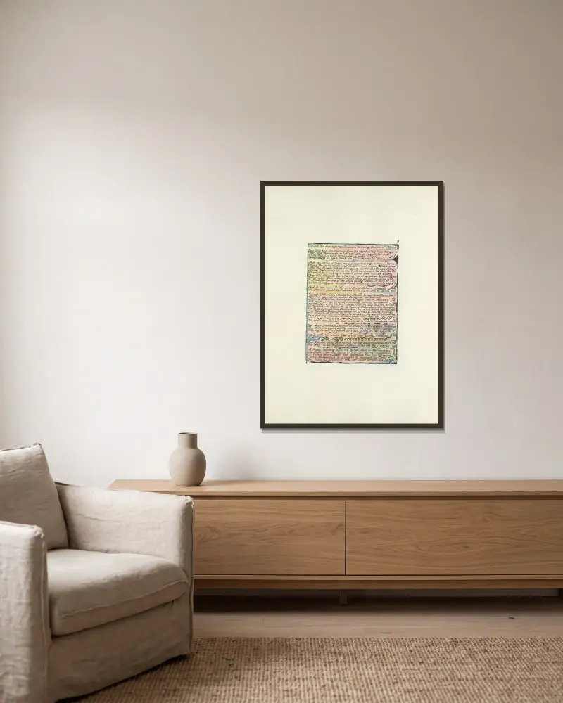 Milton, en dikt i två böcker, pl. 9 av William Blake inramad på en vägg