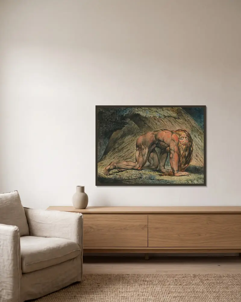 Nebukadnezar, 1795 – Nr. 2 von William Blake gerahmt an einer Wand