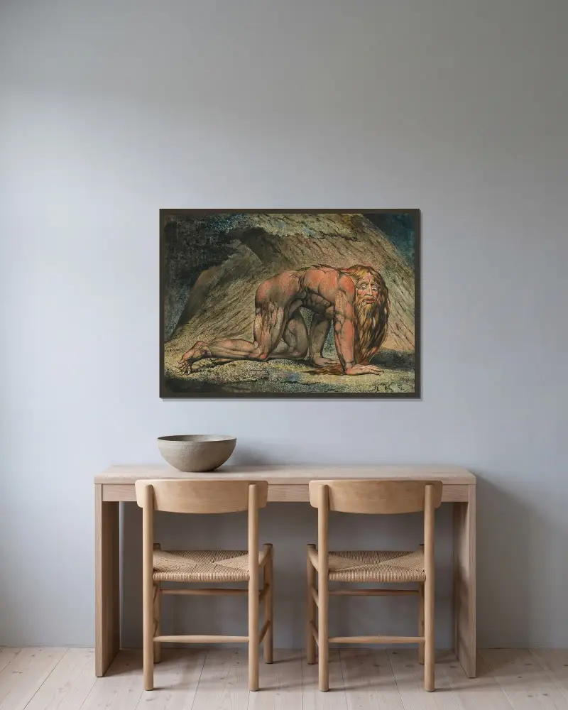 Nebukadnezar, 1795 – Nr. 2 von William Blake gerahmt an einer Wand