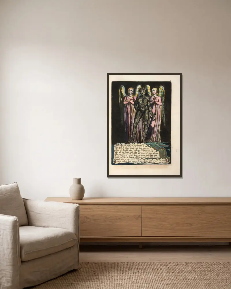 Now comes the night …, 1794 – nr 2 av William Blake inramad på en vägg