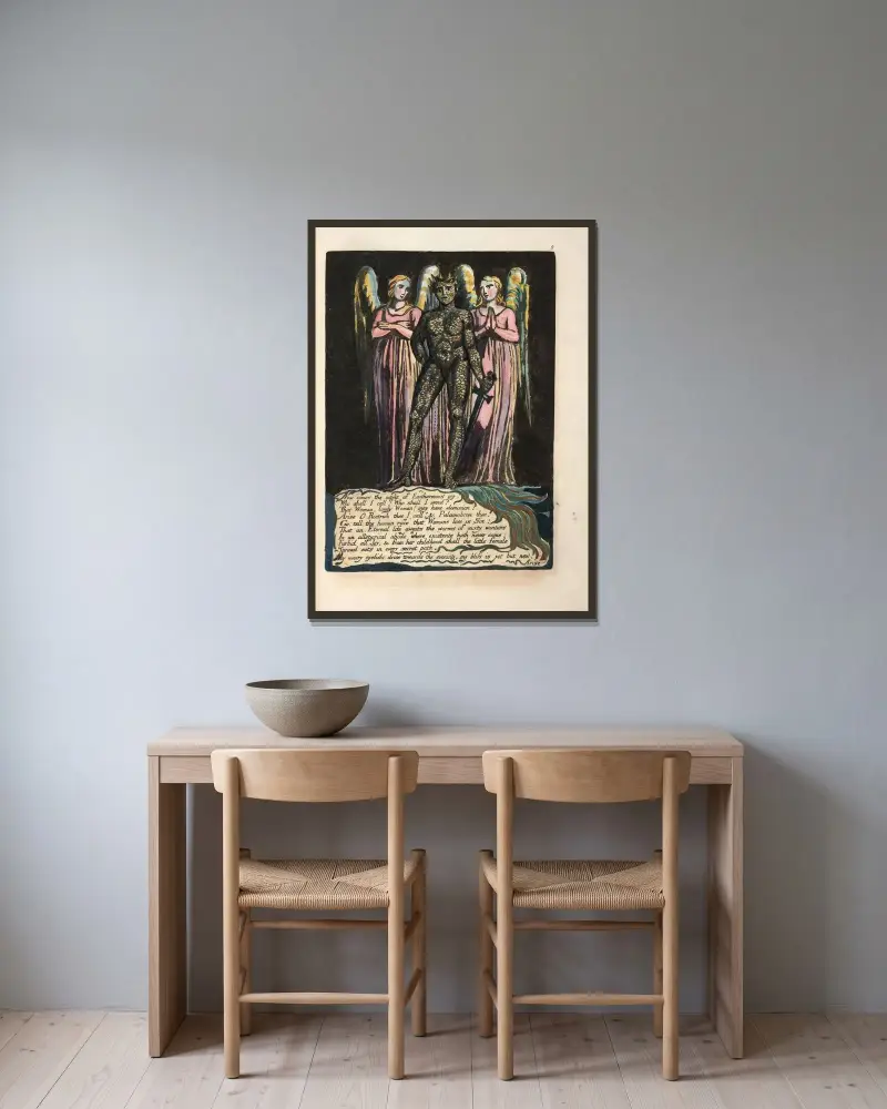 Now comes the night …, 1794 – nr 2 av William Blake inramad på en vägg