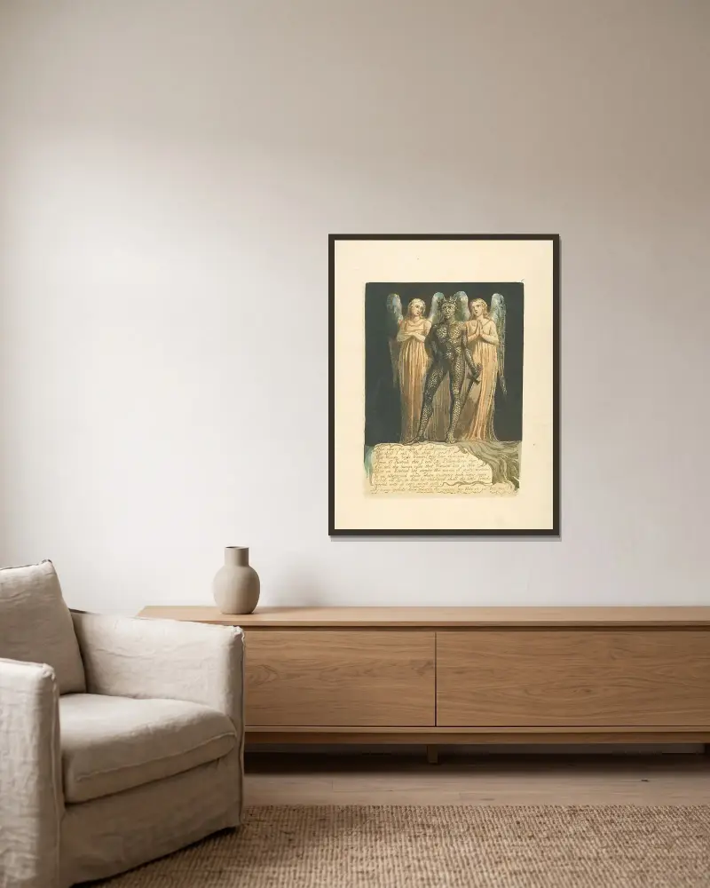 Now comes the night…., 1794 – nr 1 av William Blake inramad på en vägg