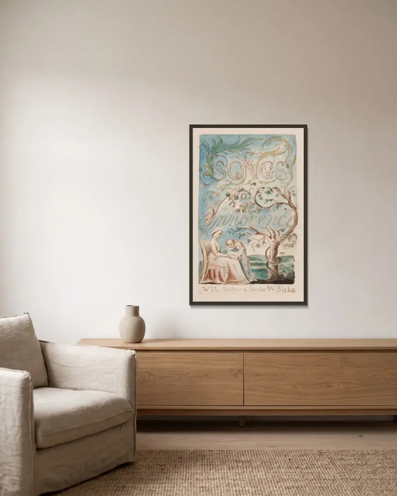 Pl. 2 – Titelseite von William Blake gerahmt an einer Wand