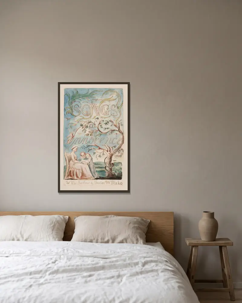 Pl. 2 – Titelseite von William Blake gerahmt an einer Wand