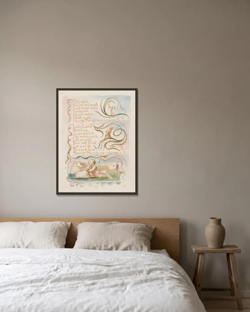 Pl. 8 – Frühling von William Blake gerahmt an einer Wand