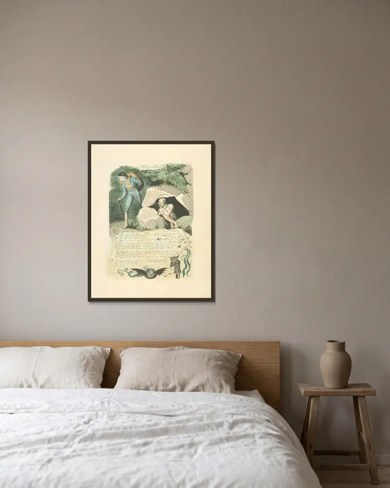 Preludium von William Blake gerahmt an einer Wand