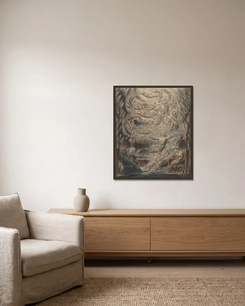 Der Traum der Königin Katharina von William Blake gerahmt an einer Wand