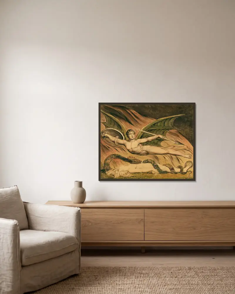 Szatan triumfujący nad Ewą, William Blake w ramie na ścianie