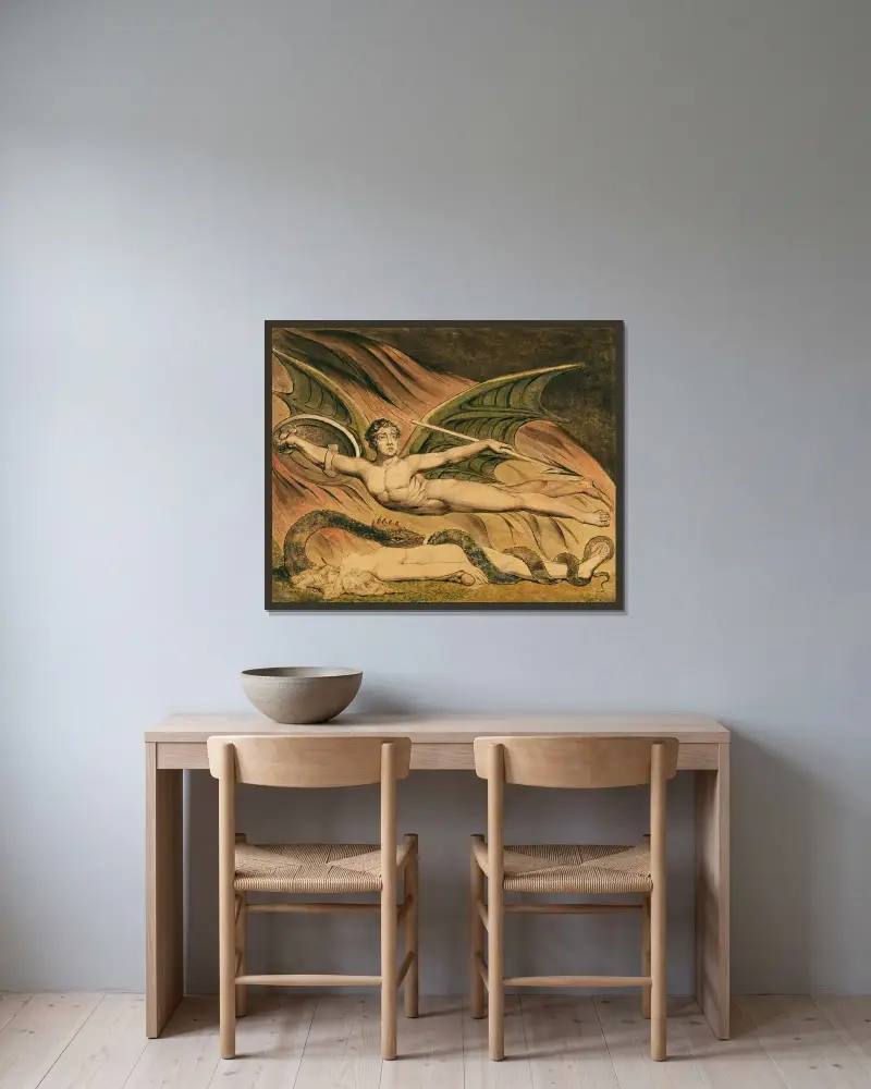 Szatan triumfujący nad Ewą, William Blake w ramie na ścianie