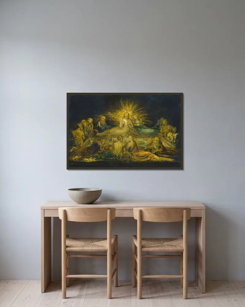 The Last Supper av William Blake inramad på en vägg