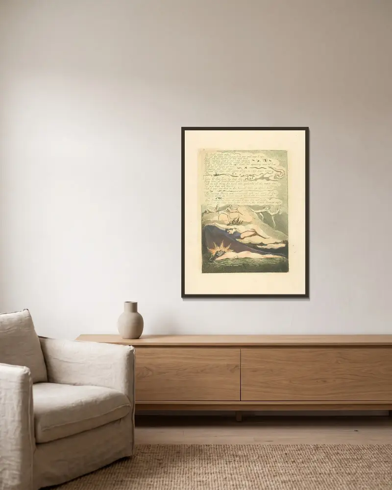Die schrillen Winde erwachen!, 1794 – Nr. 1 von William Blake gerahmt an einer Wand
