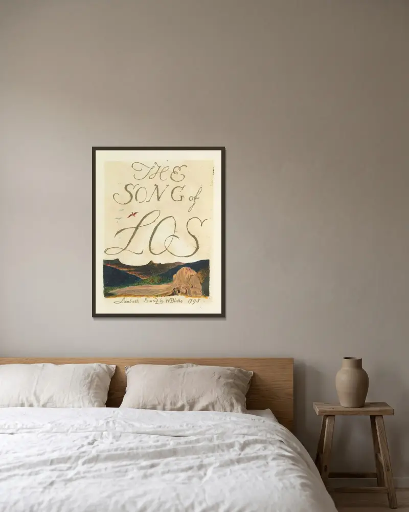 Los sång, Lambeth, plansch 2 av William Blake inramad på en vägg