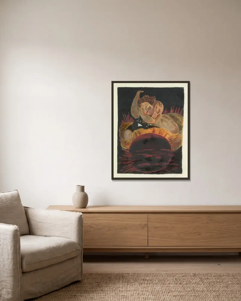 Das Lied von Los. Lambeth Pl. 8 von William Blake gerahmt an einer Wand