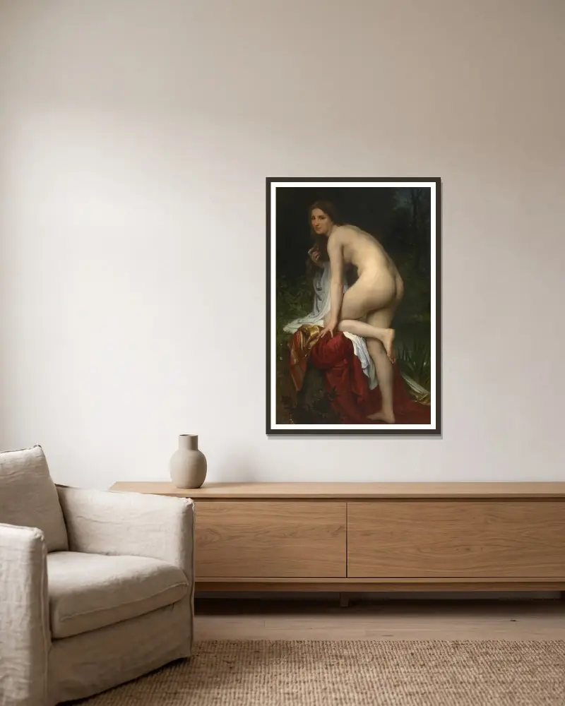 Koupající se žena, William Bouguereau v rámu na stěně