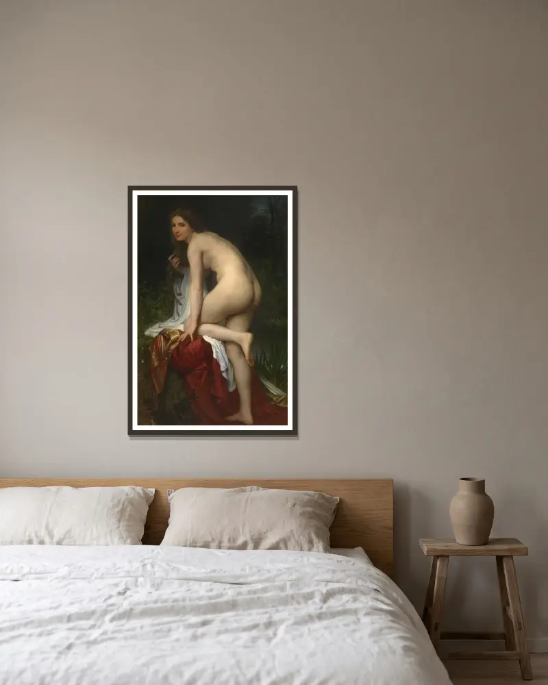 Koupající se žena, William Bouguereau v rámu na stěně