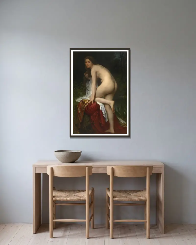 Koupající se žena, William Bouguereau v rámu na stěně