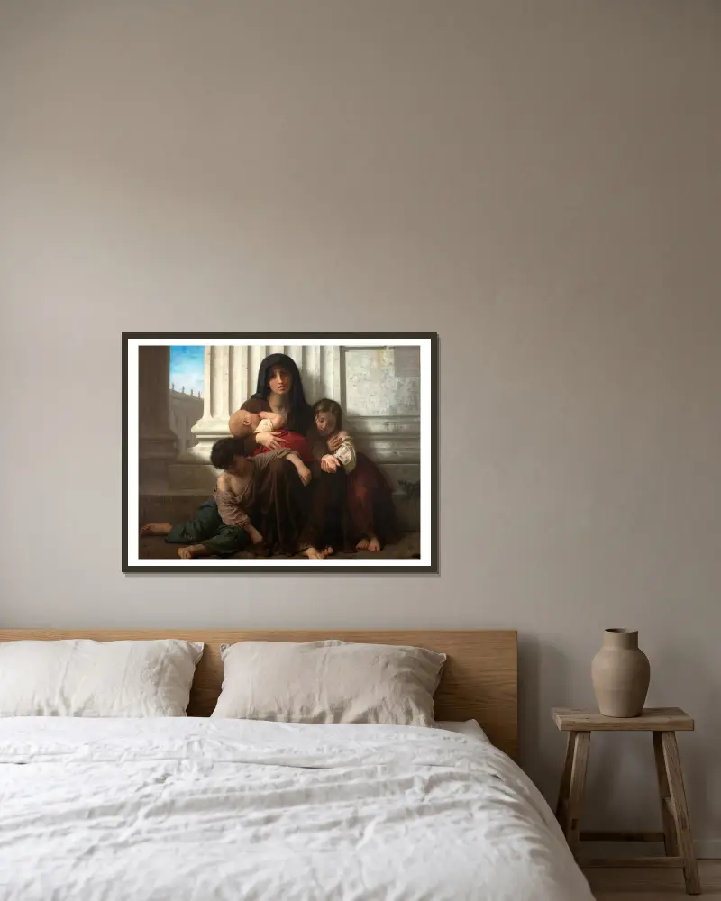 Charity av William Bouguereau inramad på en vägg