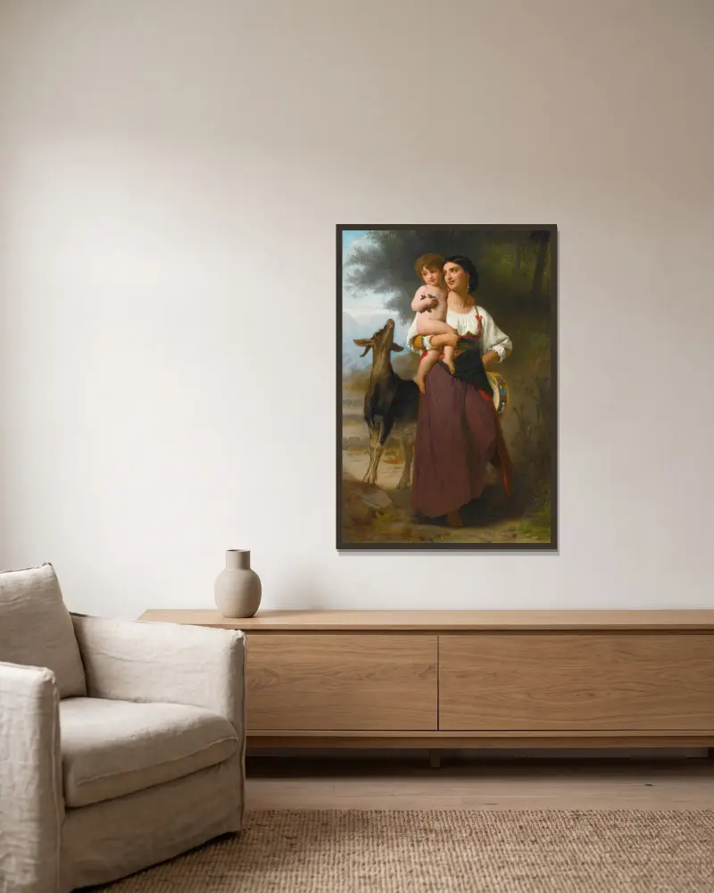 Convoitise av William Bouguereau inramad på en vägg