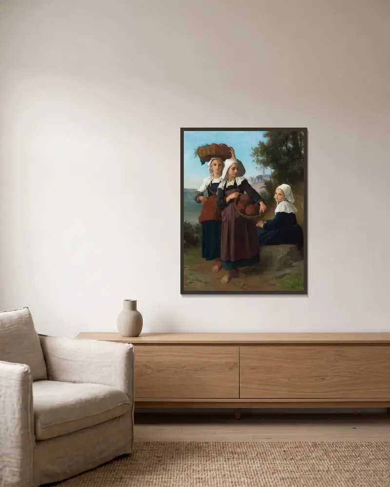 Flickor från Fouesnant återvänder från marknaden av William Bouguereau inramad på en vägg