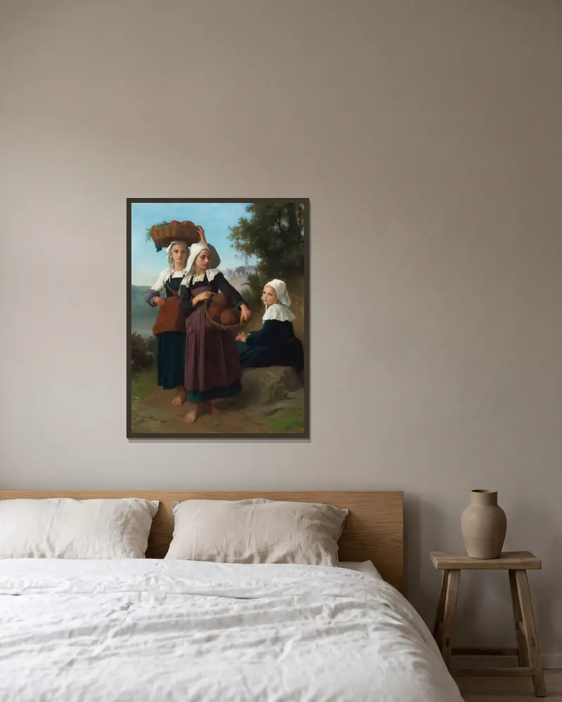 Flickor från Fouesnant återvänder från marknaden av William Bouguereau inramad på en vägg