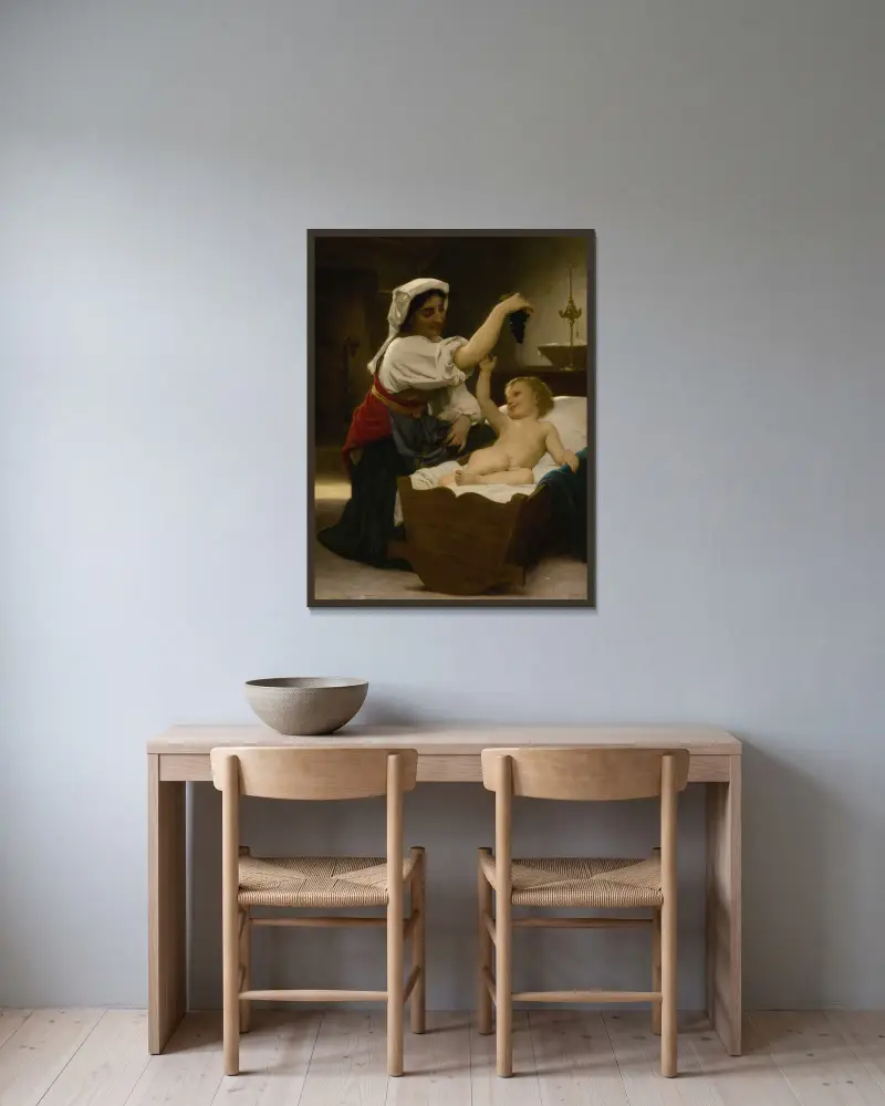 La Grappe De Raisin av William Bouguereau inramad på en vägg